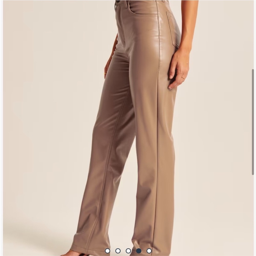 Abercrombie & Fitch The 90’s Straight Tan Vegan Leather Pants - Picture 4 of 8